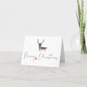 Merry Christmas Deer and Ornament Greeting Card