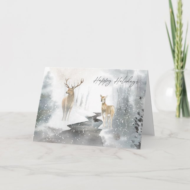 Merry Christmas Deer - Customize Holiday Card (Front)