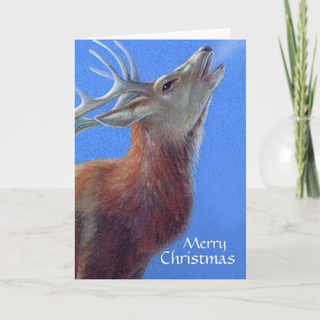 Merry Christmas deer fine art card (Front)