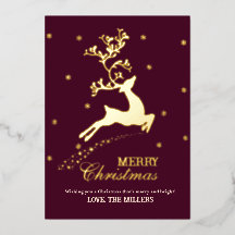 Merry Christmas Deer Foil Holiday Card