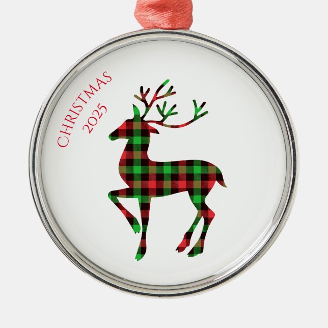 Merry Christmas Deer Metal Ornament (Front)