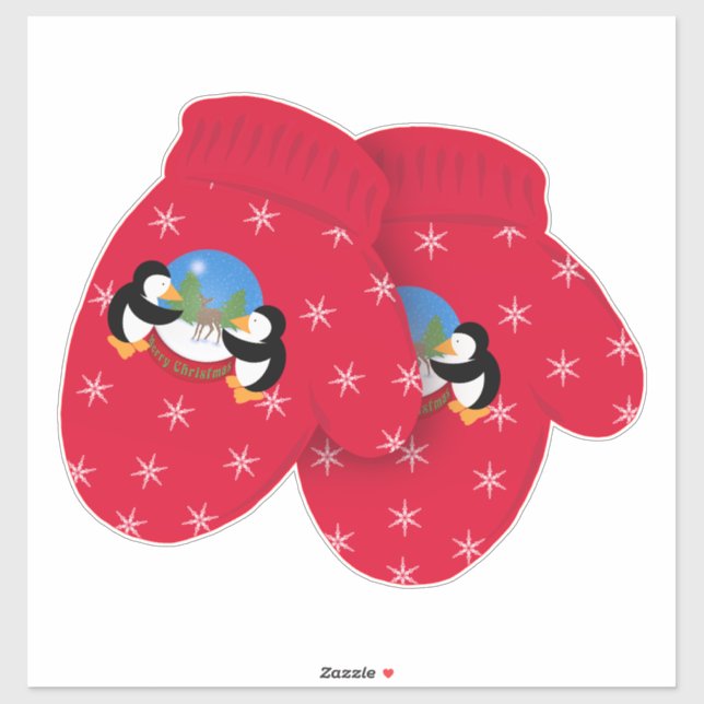Merry Christmas Deer Penguins Snow Globe Large (Sheet)