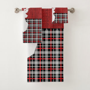 Merry Christmas Deer - Red Plaid et Burlap