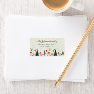 Merry Christmas Deer & Trees   Address Labels