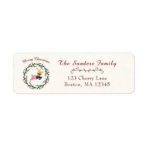 Merry Christmas Deer with Wreath Customize Address