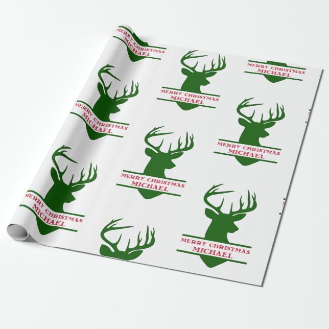 Merry Christmas Deer Wrapping Paper - Michael (Unrolled)