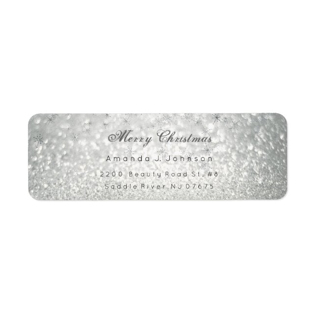 Merry Christmas Delicate Silver Stars Snow Grey (Front)