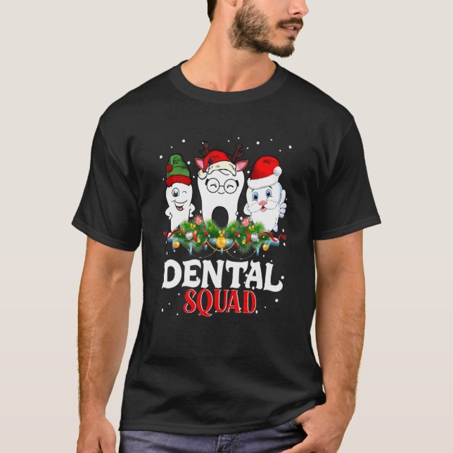 Merry Christmas Dental Squad Teeth Santa Funny T-Shirt (Front)