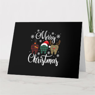 Merry Christmas Dentist Plaid Leopard Dental Xmas Card