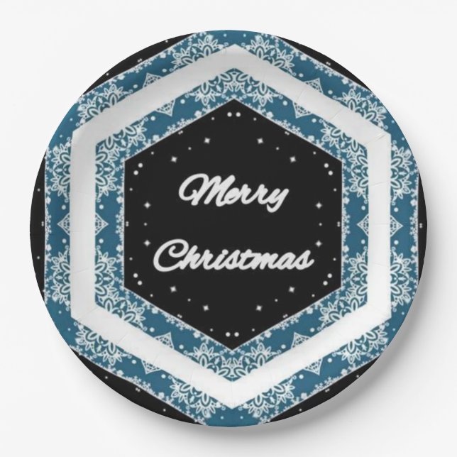 Merry Christmas designs Paper Plate (Front)