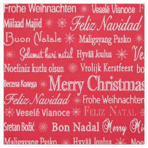 Merry Christmas different languages red template Fabric