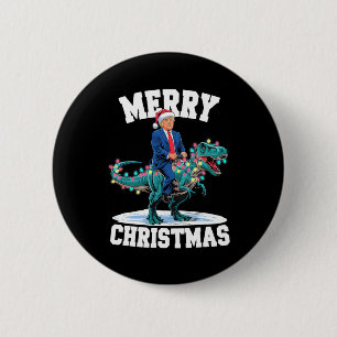 Merry Christmas Dino Donald Trump Dinosaur T-rex X 2 Inch Round Button