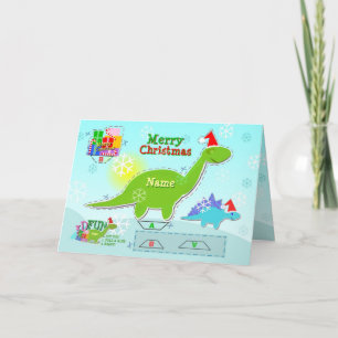 Merry Christmas Dinosaur 3D Cut & Fold Craft Card