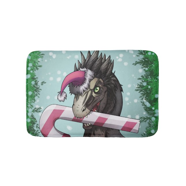 Merry Christmas Dinosaur  Bath Mat (Front)