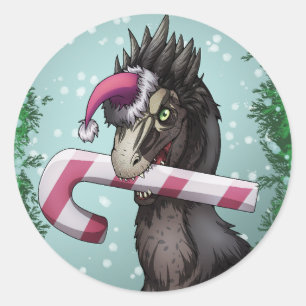 Merry Christmas Dinosaur Classic Round Sticker