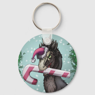 Merry Christmas Dinosaur Keychain