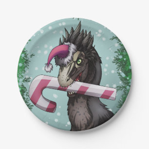 Merry Christmas Dinosaur Paper Plate