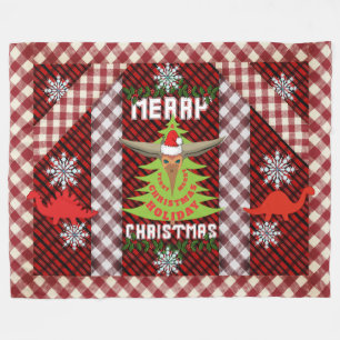 Merry Christmas Dinosaur Parade Fleece Blanket