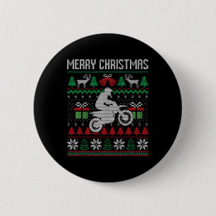 Merry Christmas Dirt Bike Santa Funny Family Match 2 Inch Round Button