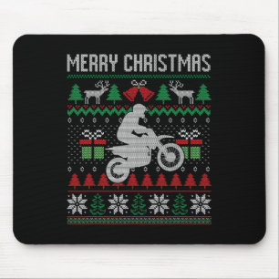 Merry Christmas Dirt Bike Santa Funny Family Match Mouse Pad
