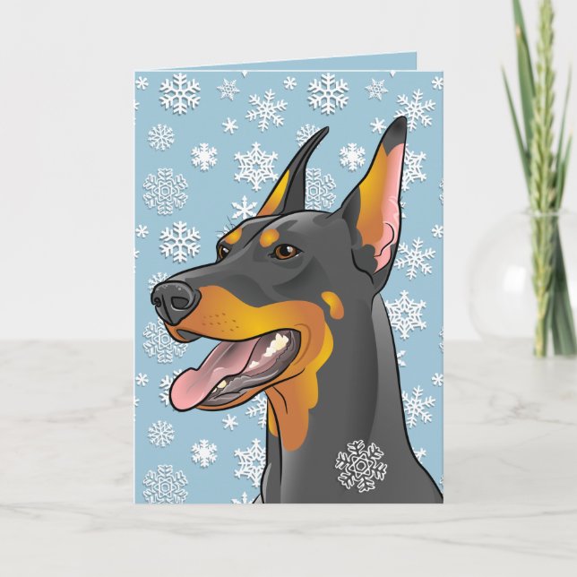 Merry Christmas Doberman Dog Customizable Card (Front)