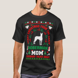 Merry Christmas Doberman Mom Ugly Sweater Fitted S