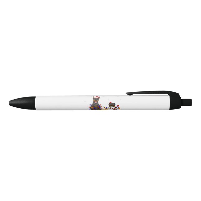 Merry Christmas Doberman Snowman Xmas Party Black Ink Pen (Top)