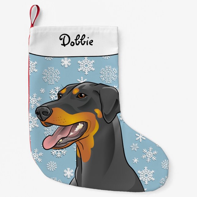 Merry Christmas Doberman Stocking Flopped Ears (Front)