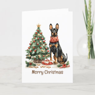 Merry Christmas Dobermann Dogs Holiday Card