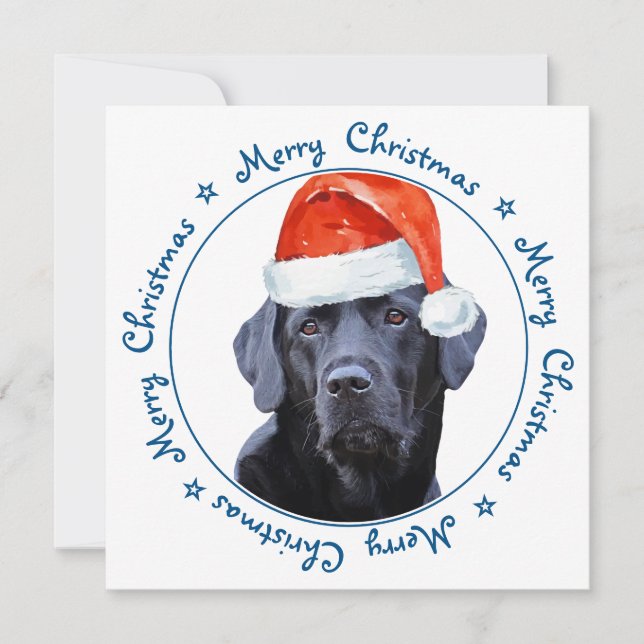Merry Christmas Dog Black Labrador Retriever Holiday Card (Front)