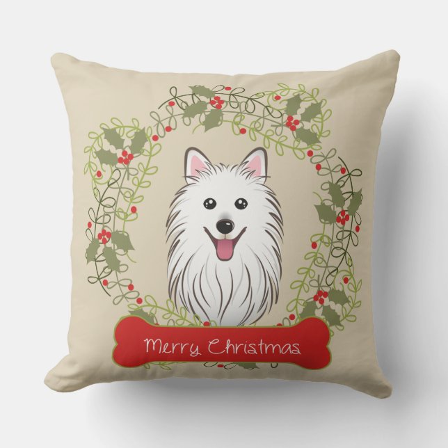 Merry Christmas Dog Breed Throw Pillow (Front)