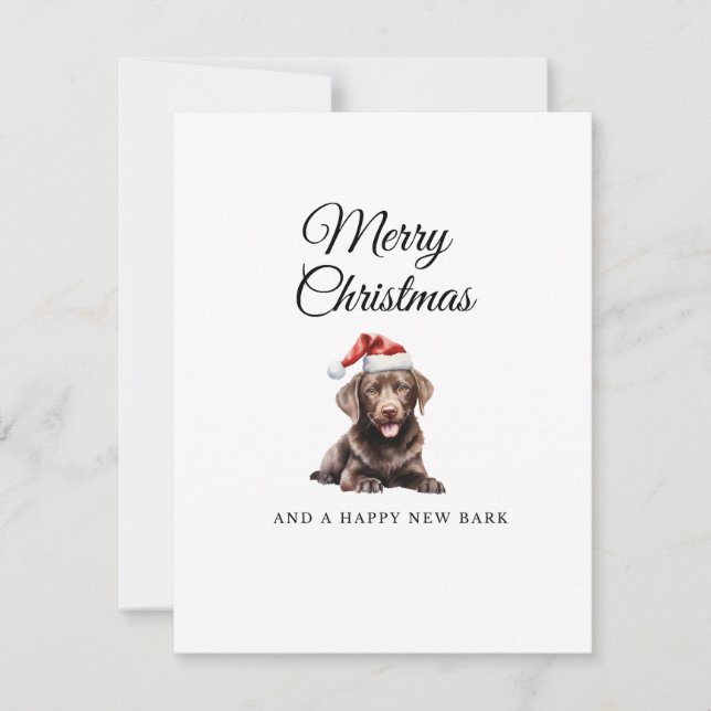 Merry Christmas dog catd chocolate lab Holiday Card (Front)