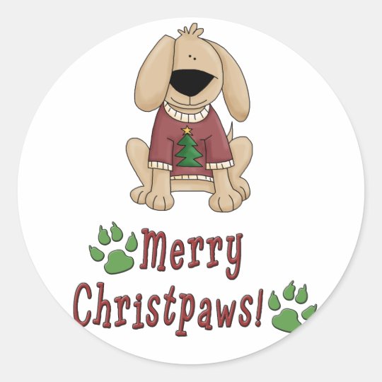 Merry Christmas Dog Classic Round Sticker