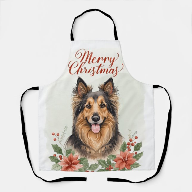 Merry Christmas Dog Festive Holiday Kitchen Apron (Front)