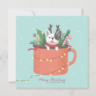 Merry Christmas: Dog Illustration Art Holiday Card