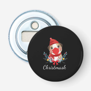 Merry Christmas Dog Lover Bulldog Wearing Mask Bottle Opener