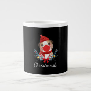 Merry Christmas Dog Lover Bulldog Wearing Mask Large Coffee Mug