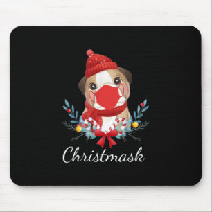 Merry Christmas Dog Lover Bulldog Wearing Mask Mouse Pad