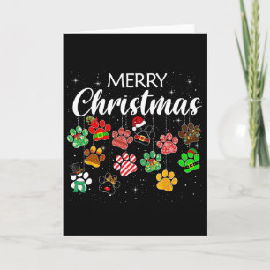 Merry Christmas Dog Paw Print Buffalo Plaid Ugly X Card