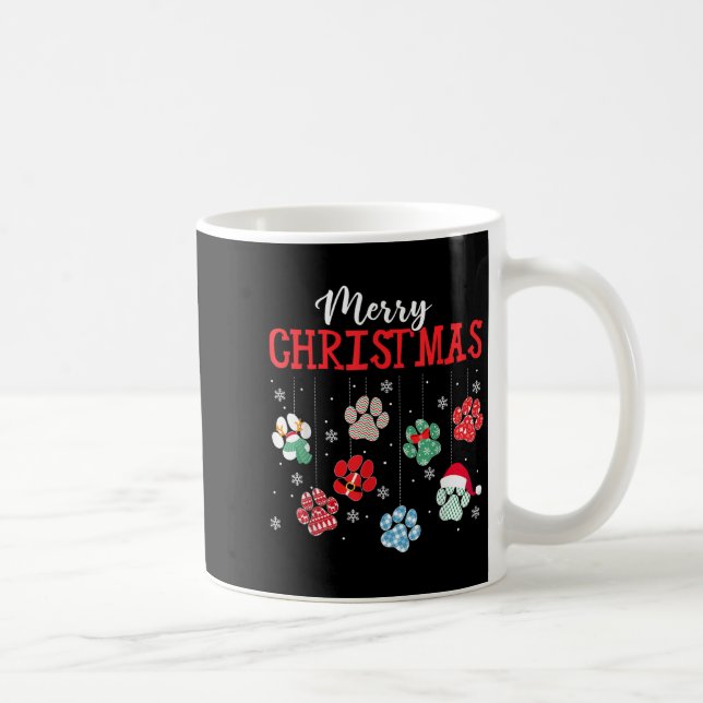 Merry Christmas Dog Paws Lights Funny Xmas Womens  Coffee Mug (Right)