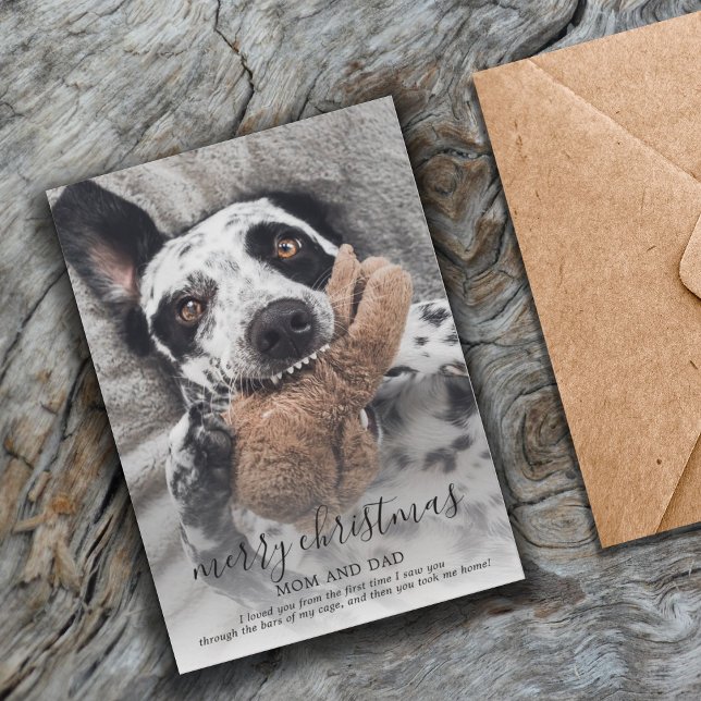 Merry Christmas Dog Photo Greeting From Rescue Dog Holiday Card (Creator Uploaded)