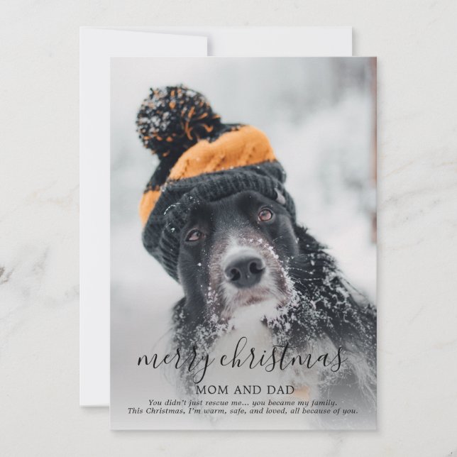 Merry Christmas Dog Photo Holiday Card (Front)