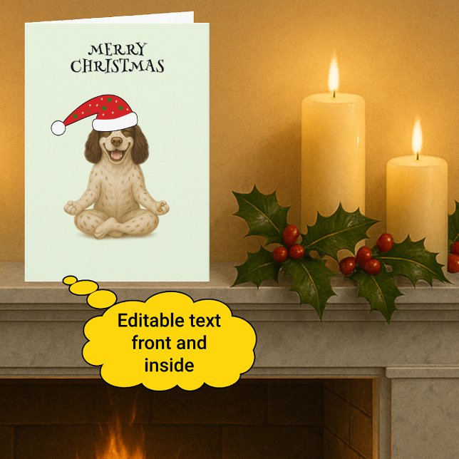 Merry Christmas dog yoga pose Holiday Card (Creator Uploaded)