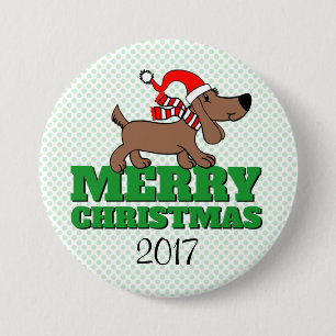Merry Christmas Doggie Large, 3 Inch Round Button