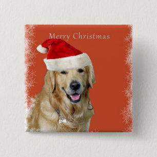 Merry Christmas Doggy 2 Inch Square Button