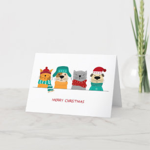 Merry Christmas Dogs and Cats Holiday Card