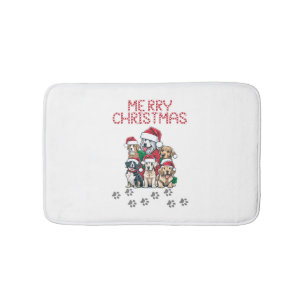Merry Christmas dogs   Bath Mat