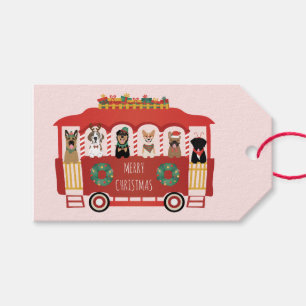 Merry Christmas Dogs Holiday Trolly Gift Tags