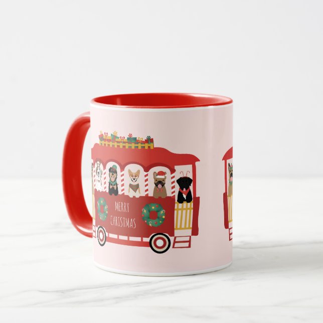 Merry Christmas Dogs Holiday Trolly Mug (Front Left)