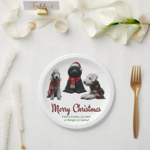 Merry Christmas Dogs Paper Plate